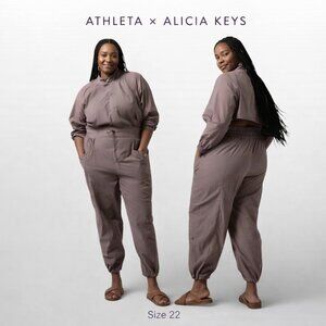 Athleta x Alicia Keys Utility Jumpsuit Smoked Almond Brown Size 22